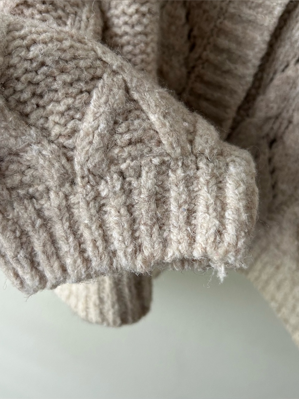 Lucky Brand Cableknit Chunky Cardigan Sweater Heathered Oatmeal Cream M - Picture 5 of 10